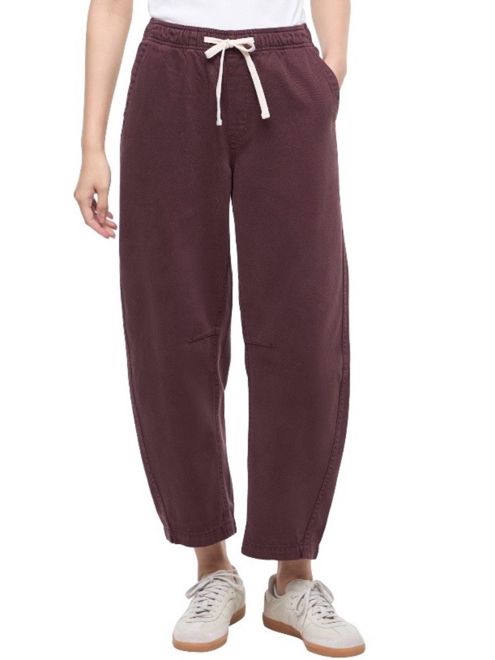 NWT GAP Women's Barrel Leg High Rise Drawstring Pants Dk Burgundy Size XXL
